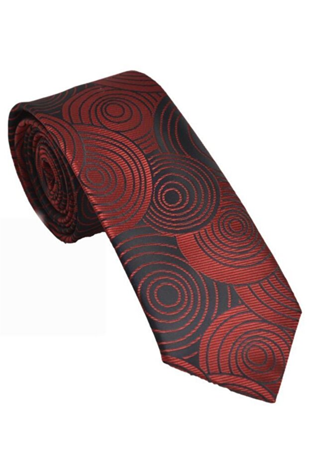 Red Geometric Pattern Handkerchief Tie - 2