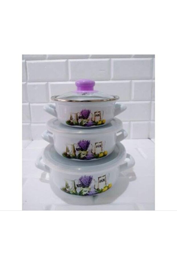 Enamel 3-Piece Hide Cooking Pot Set
