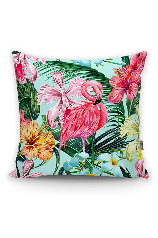 Digital Printed Pillow and Cushion Cover with Lone Flamingo Motif