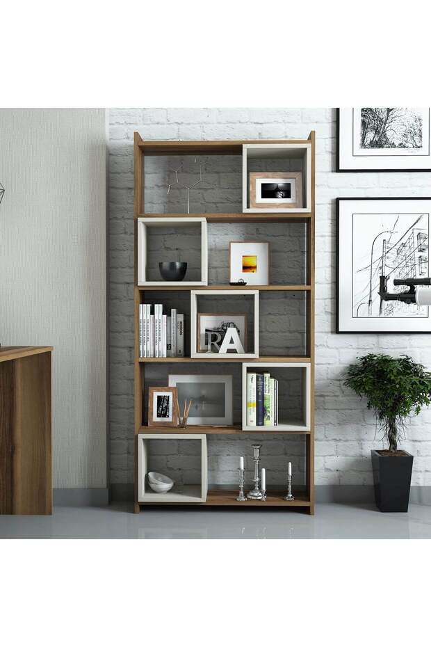 Box Kitaplık V1003 - Ceviz / Krem - 3