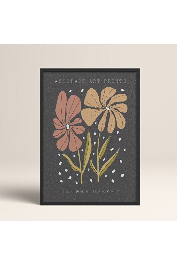Abstract Colorful Patterns Flower Modern Art Painting with Black Laminated Frame