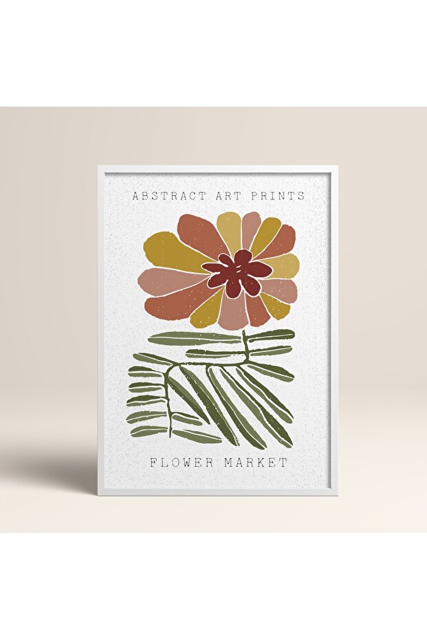Abstract Colorful Patterns Flower Modern Art Painting with White Laminated Frame