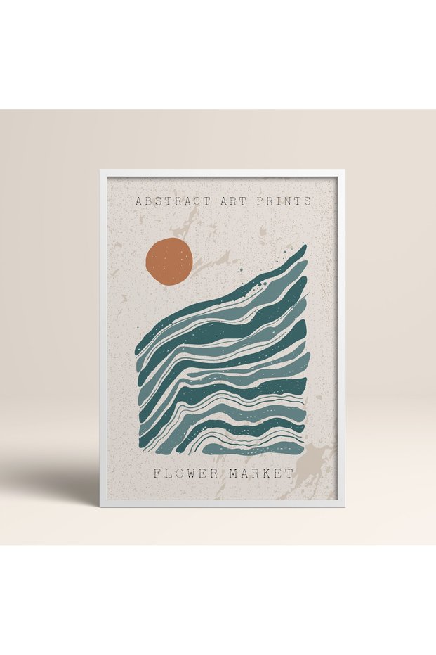 Abstract Colorful Patterns Flower Modern Art Painting with White Laminated Frame