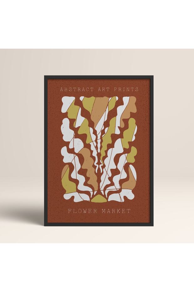 Abstract Colorful Patterns Flower Modern Art Painting with Black Laminated Frame