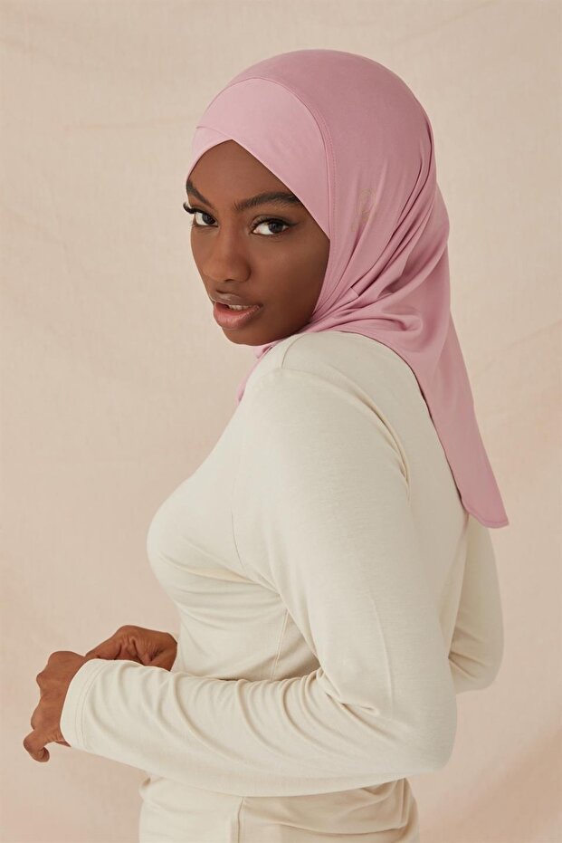 Çapraz Hijab Bone-pudra - 3