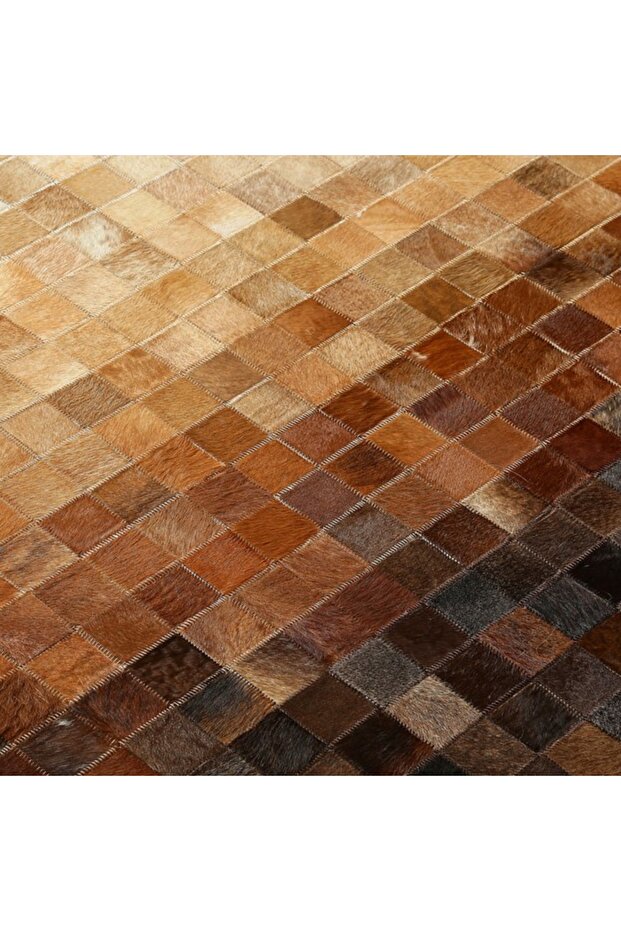 Krem Dana Derisi Patchwork Halı - 5