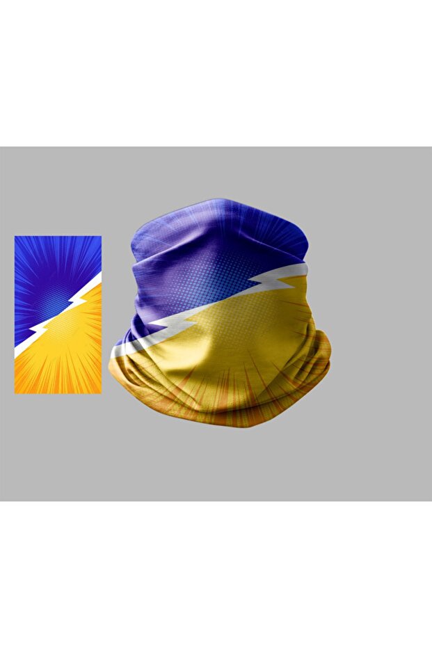 Yellow Navy Blue Designed Biker Multi-Purpose Outdoor Neck Collar Unisex Bandana