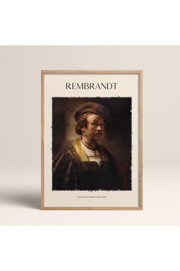 Rembrandt Portrait of Rembrandt Modern Art Painting with Wooden Frame