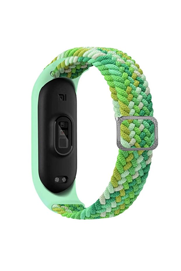 Compatible With Xiaomi Mi Band 7 Mixed Strap Straw Knitted Cord Strap Greenish