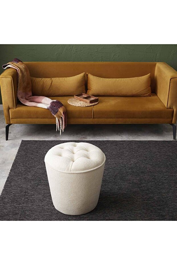 Konik Silindir Puf - Krem - 3