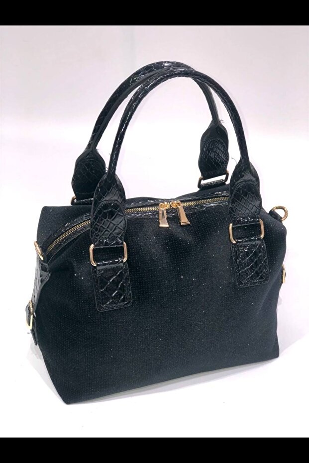 Süet Simli Çanta - 1