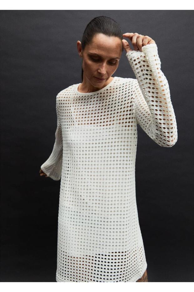 Ajur Örgü Pamuklu Elbise - 8