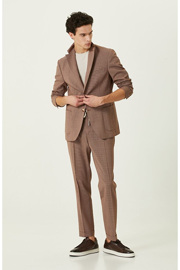 Turuncu Desenli Blazer Ceket - 2