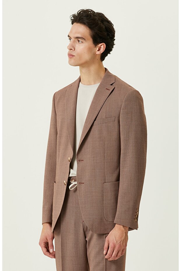 Turuncu Desenli Blazer Ceket - 3