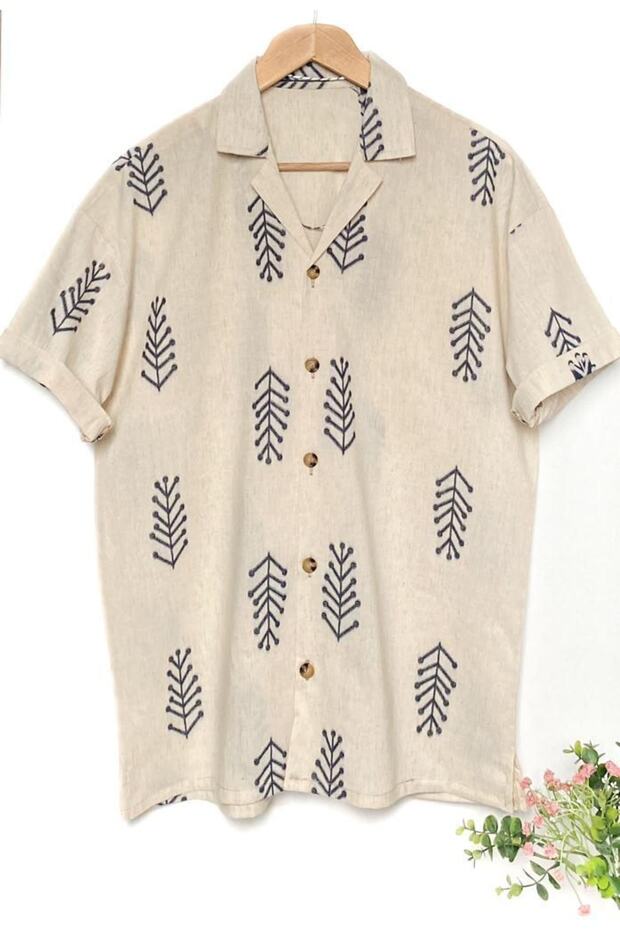 Men's Oversize Cotton Linen Summer Short Sleeve Shirt