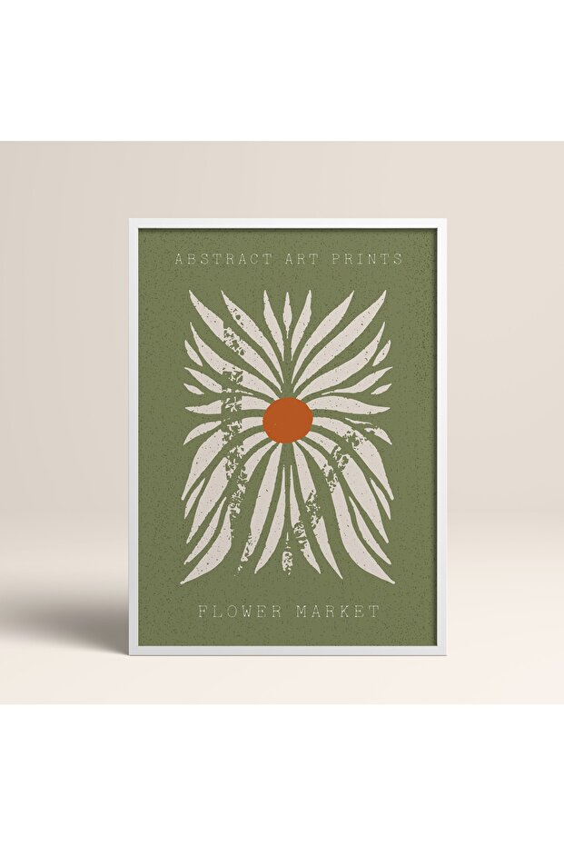 Abstract Colorful Patterns Flower Modern Art Painting with White Laminated Frame