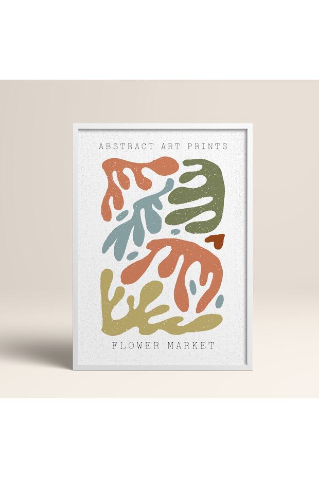 Abstract Colorful Patterns Flower Modern Art Painting with White Laminated Frame