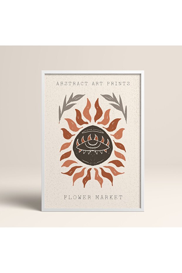 Abstract Colorful Patterns Flower Modern Art Painting with White Laminated Frame