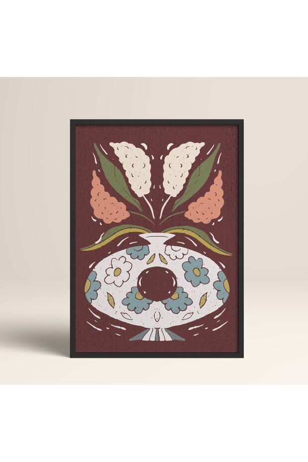 Abstract Colorful Patterns Flower Modern Art Painting with Black Laminated Frame