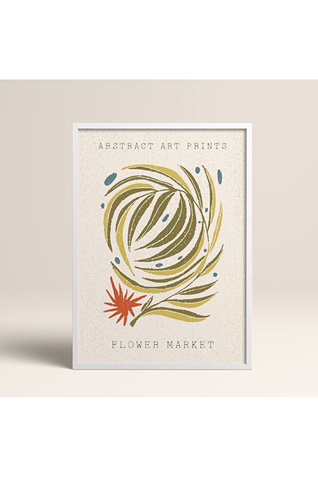 Abstract Colorful Patterns Flower Modern Art Painting with White Laminated Frame