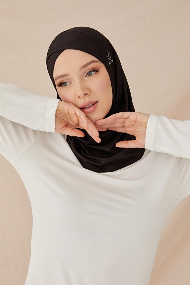 Çapraz Hijab Bone-siyah - 3