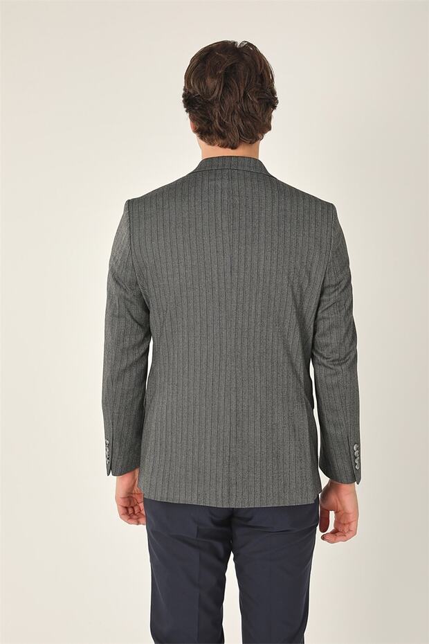 Gri Regular Fit 4 Drop Ceket - 5