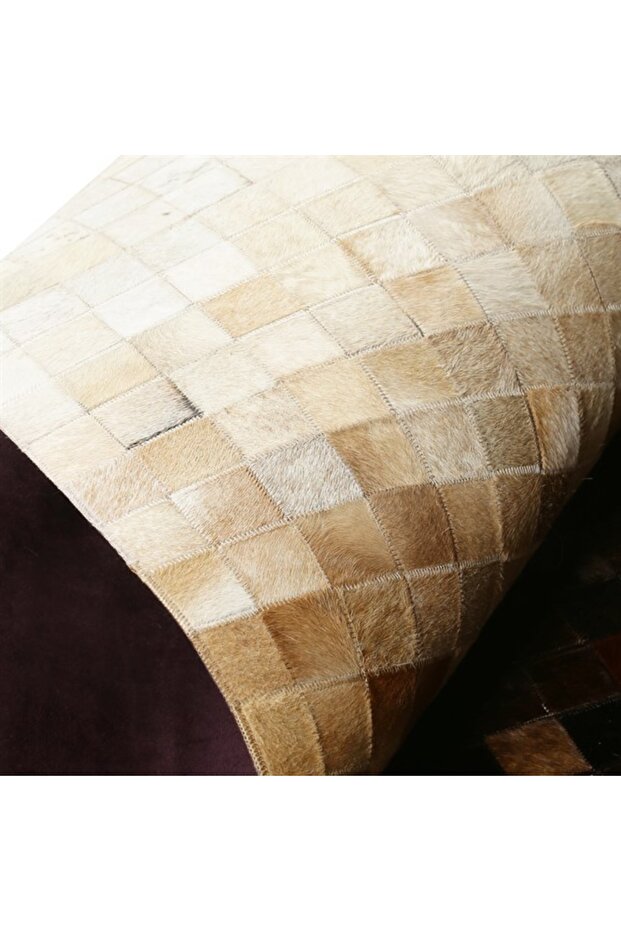 Krem Dana Derisi Patchwork Halı - 4