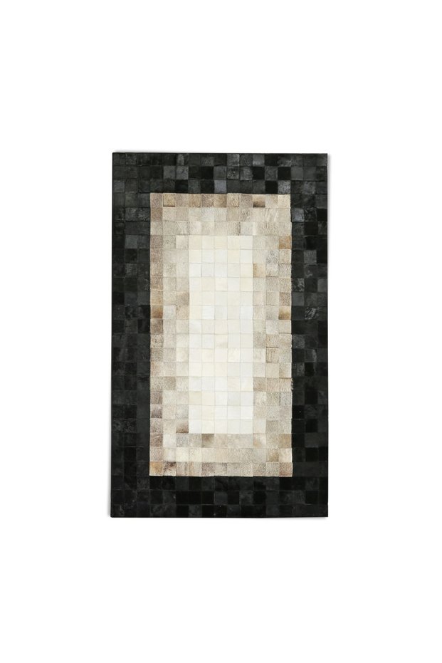 Siyah & Gri Dana Derisi Patchwork Halı