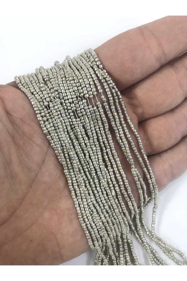 تشكيلة من الخرز الفضي اللون خرز رملي 1 خيط - خرز - 4