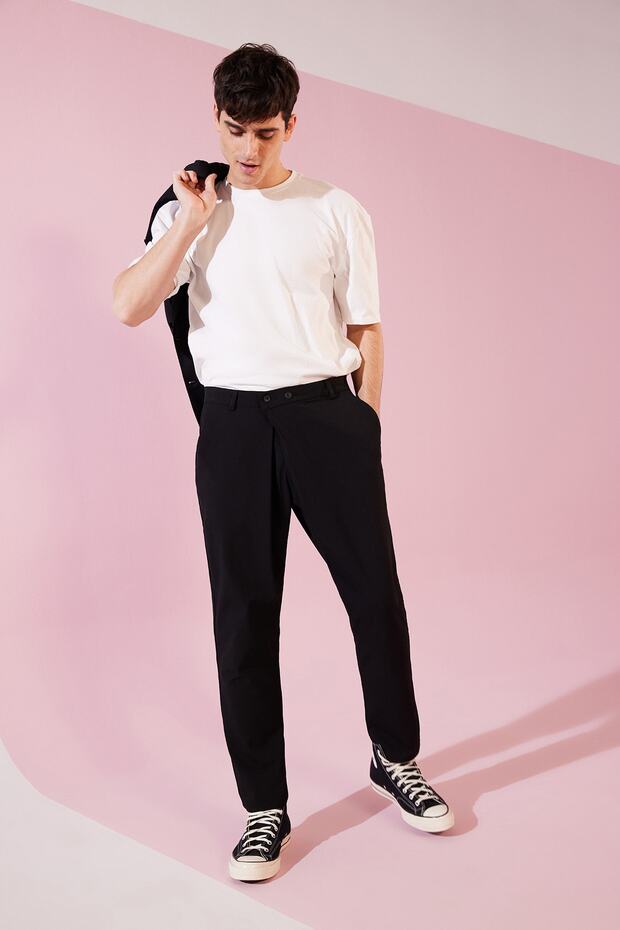 Beyaz %100 Pamuk Oversize/Geniş Kesim Basic T-Shirt TMNSS22TS0274 - 3