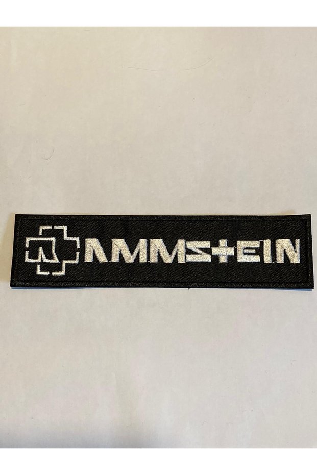 رقعة شعار Rammstein باللون الأبيض، رقعة جينز متشابكة