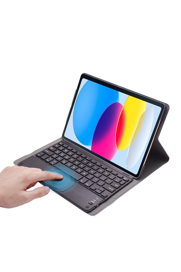 Ipad 10.9 2022 (10. Nesil) Bluetooth Klavye + Touchpad Standlı Kılıf - Bkk2 - 1