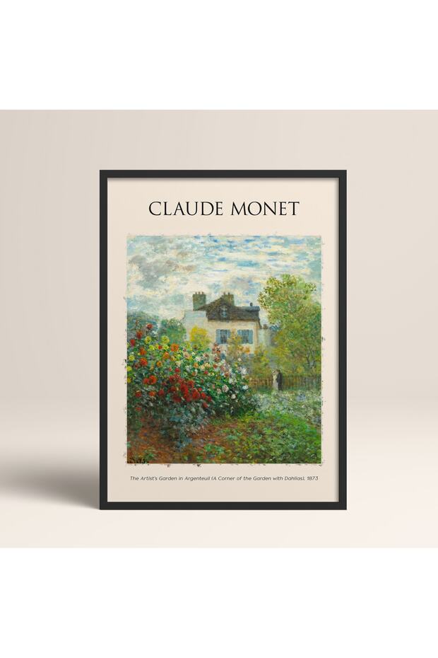 Claude Monet the Artist's Garden in Argenteuil a Corner of the Garden with Black Laminated Frame