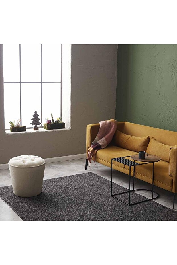 Konik Silindir Puf - Krem - 1