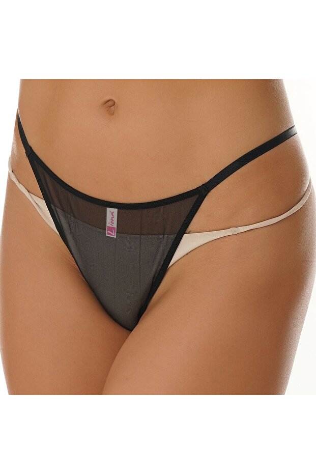 Transparent Black Fancy G-String