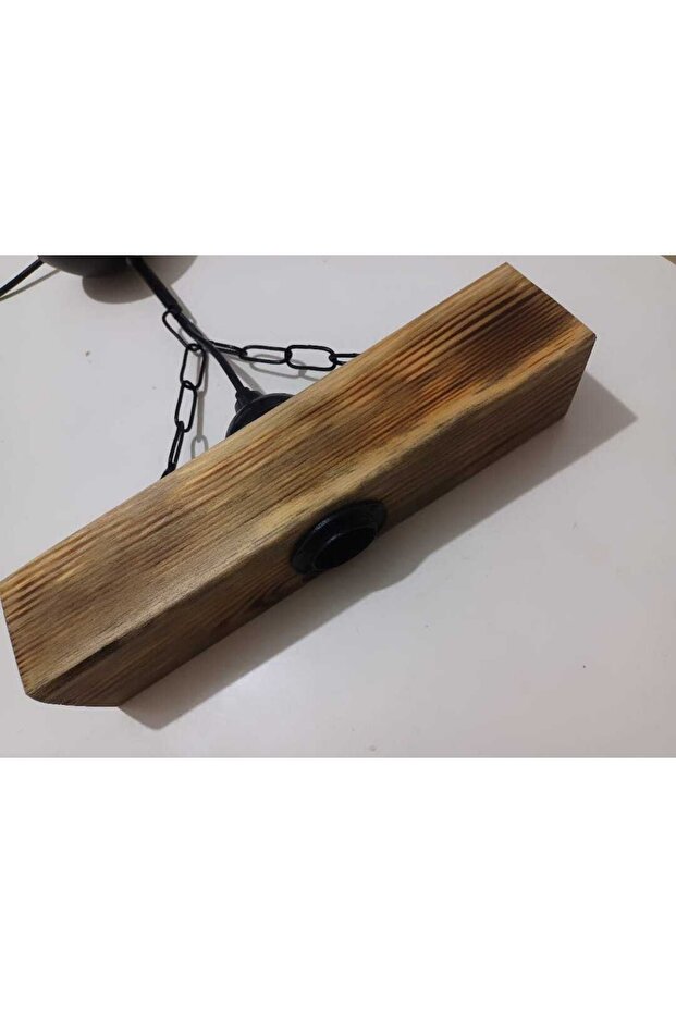 Ahşap Avize 2 Li Zincirli Rustik - 4