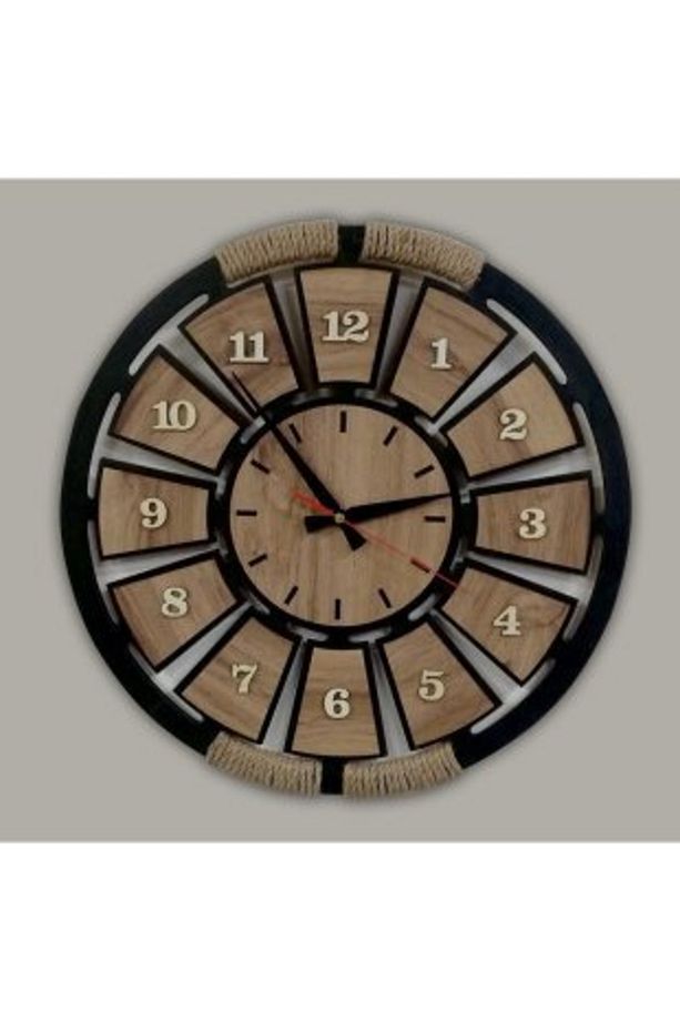 Ahşap Halatlı Dekoratif Analog Duvar Saati - 1