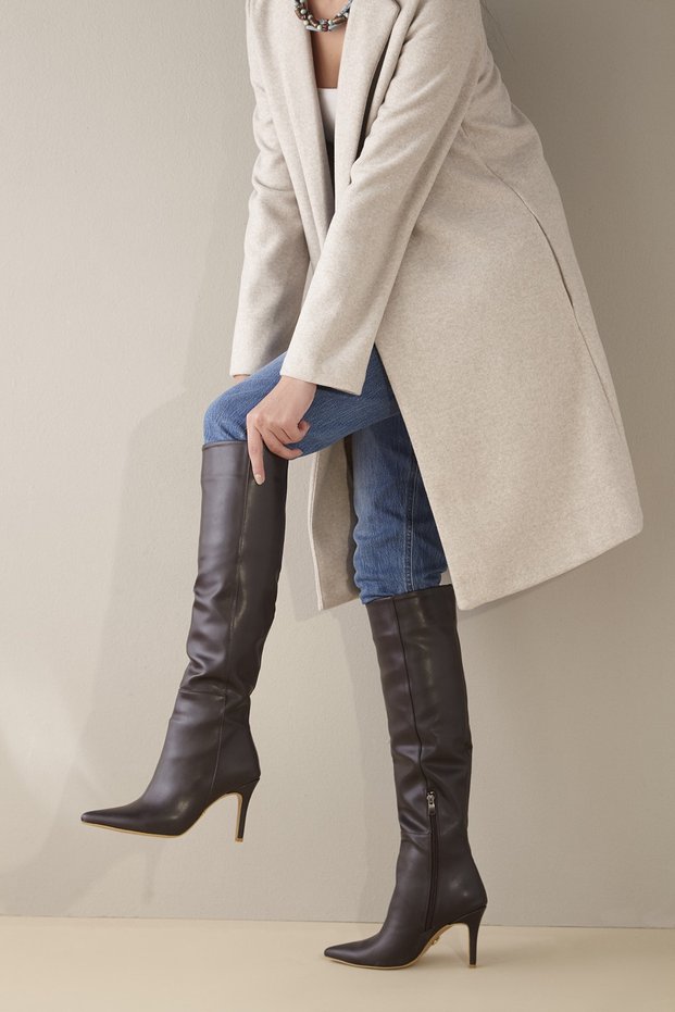 Women's Aci Brown Matte Women's Boots, Heeled Boots