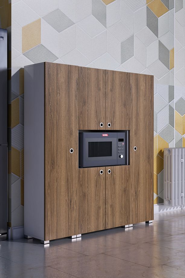 Stil Dekoratif Kullanışlı Mikro Dalga Fırın Dolabı Ceviz - 1