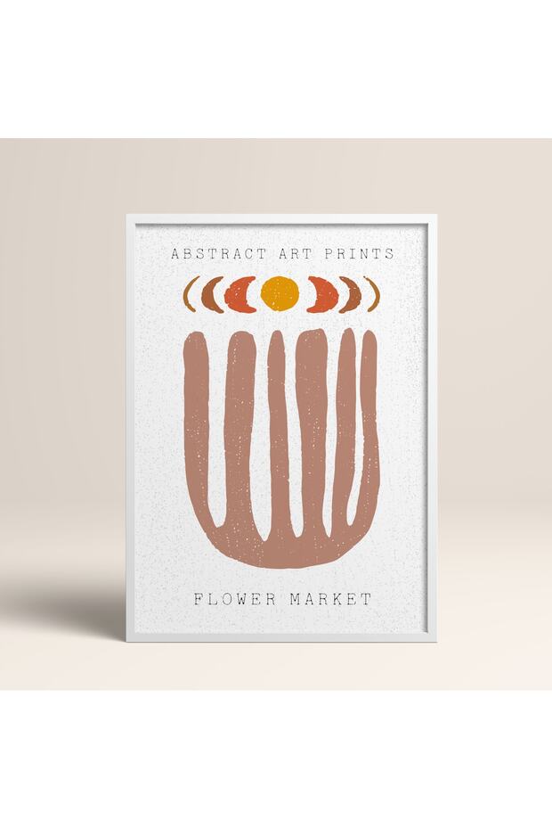 Abstract Colorful Patterns Flower Modern Art Painting with White Laminated Frame