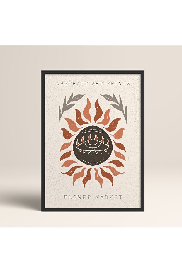 Abstract Colorful Patterns Flower Modern Art Painting with Black Laminated Frame