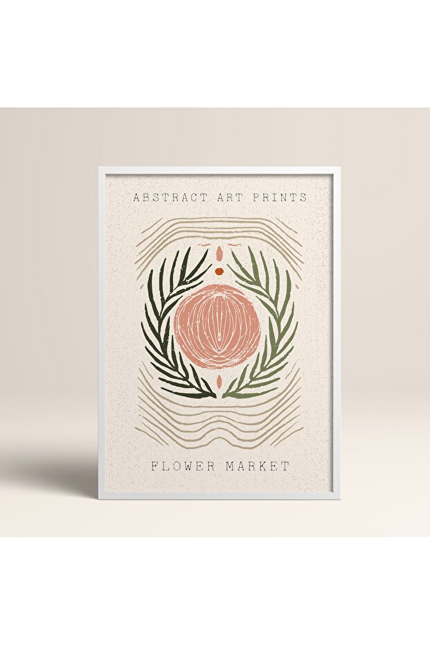 Abstract Colorful Patterns Flower Modern Art Painting with White Laminated Frame