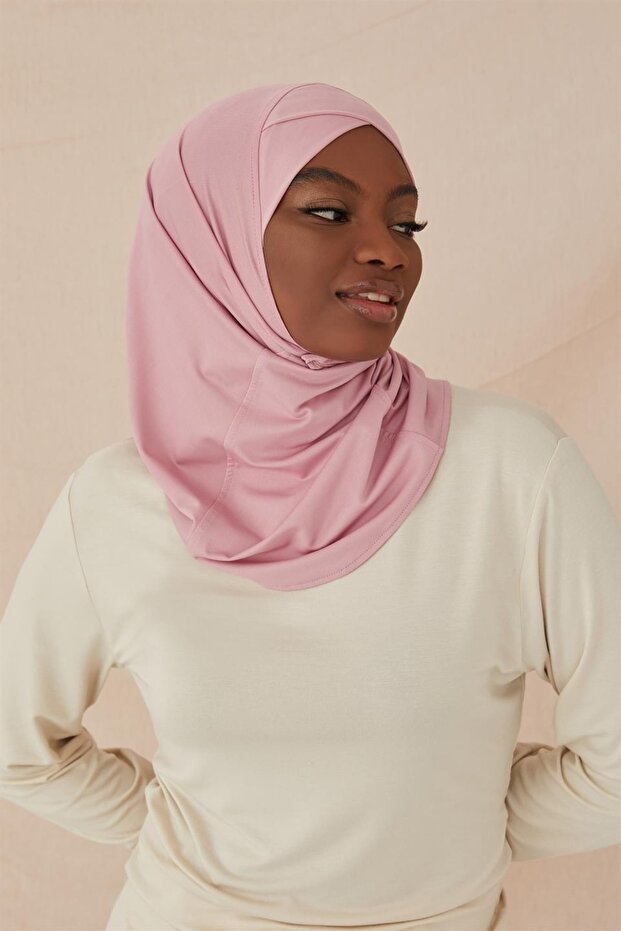 Çapraz Hijab Bone-pudra - 2