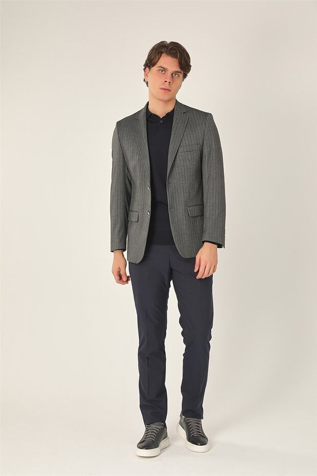 Gri Regular Fit 4 Drop Ceket - 6