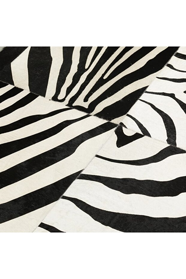 Zebra Desenli Deri Patchwork Halı - 3