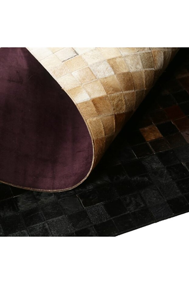 Krem Dana Derisi Patchwork Halı - 2