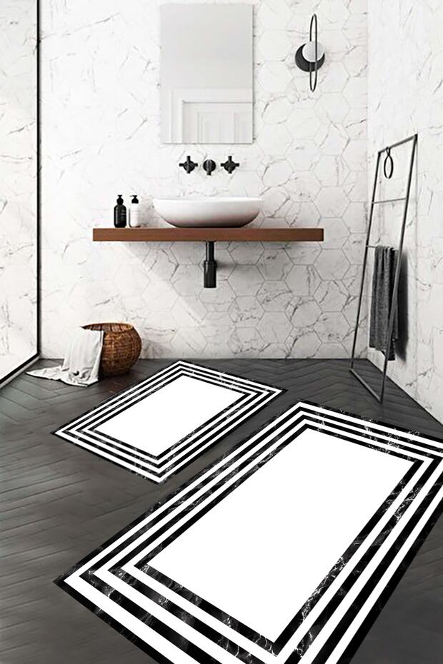 Decorative Toilet Seat Set, Black Frame Mat, Toilet Seat, Non-Slip Base Mat, Dowry Box
