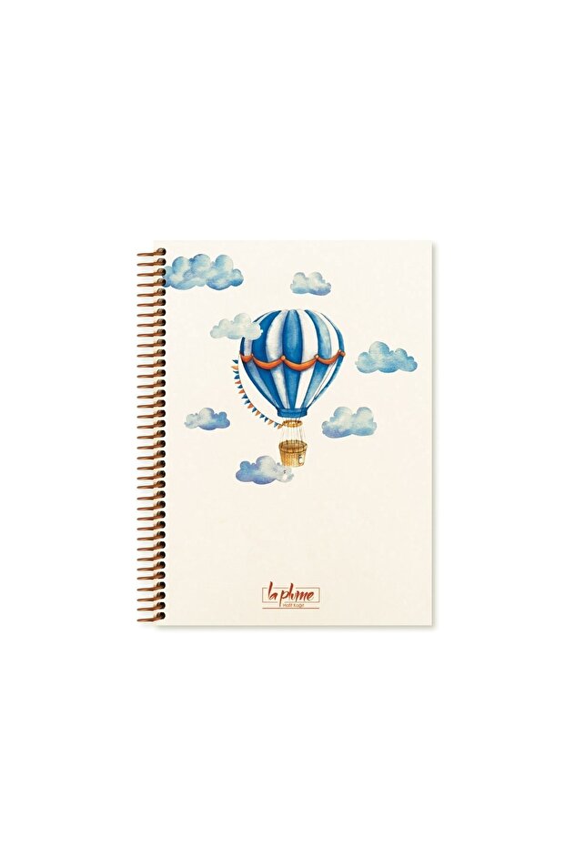 20x28 Cm 100 Sheets Unlined Balloon Hard Cover Wire Notebook 60 Gr Cream Color Quality Paper