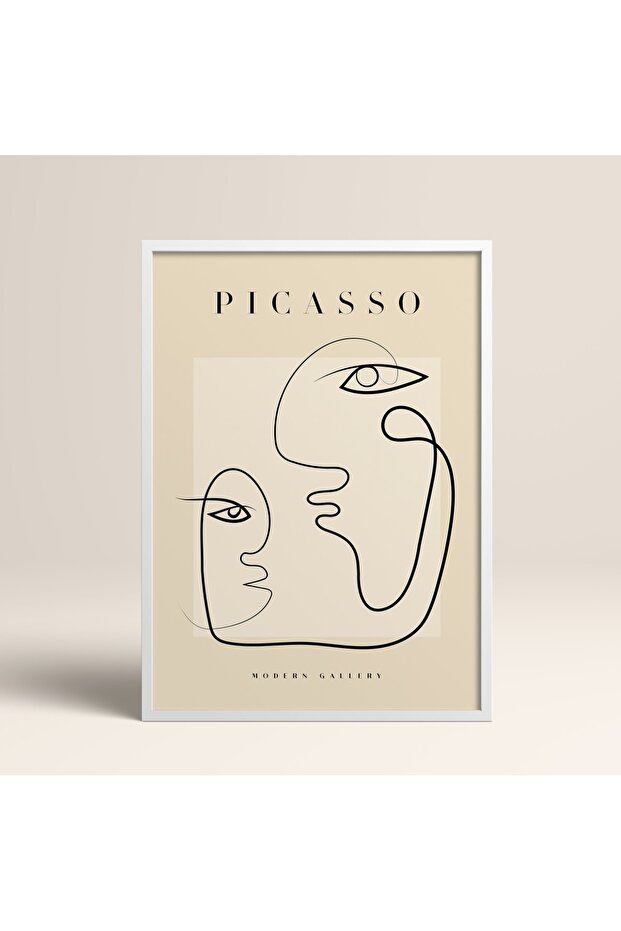 Framed Picasso Modern Gallery Abstract Artwork Collection Painting Black White Wood Picass46