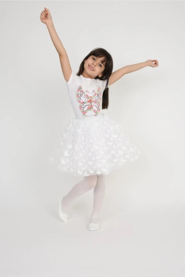 Girl's 23 April 29 October 10 November 19 May Performance Outfit Patterned T-shirt Skirt Set